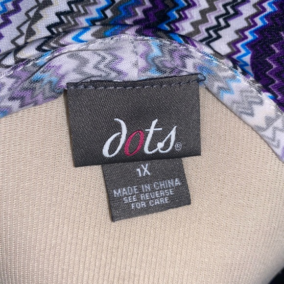 Dot’s Multicolor Asymmetrical Sleeve Dress Sz 1x - Picture 4 of 4